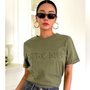 Strong Letter embossed drop shoulder tee